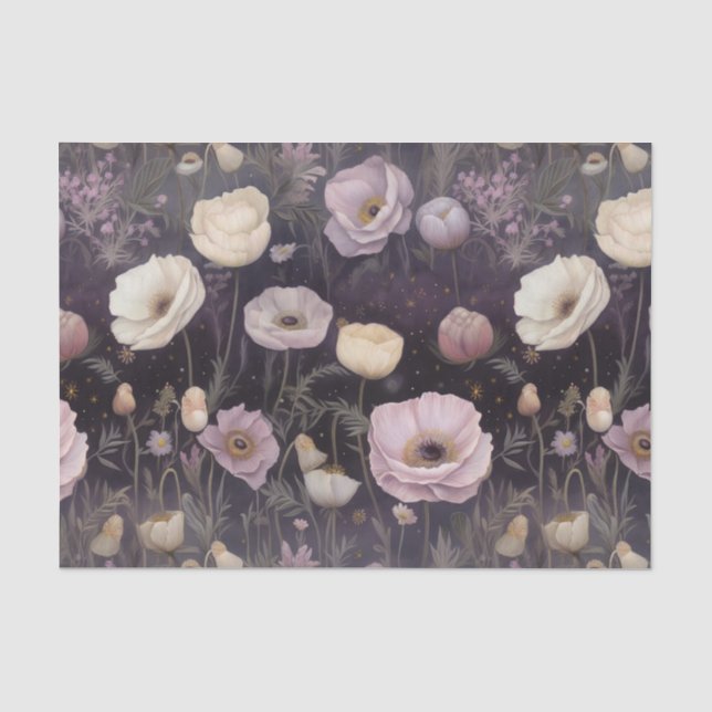 Floral White Poppies Tissue Paper (Front)