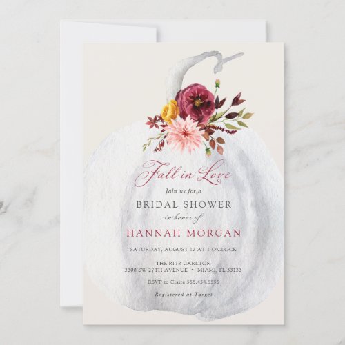 Floral White Pumpkin Bridal Shower invitation