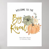 Floral White Pumpkin Gender Reveal Welcome Poster