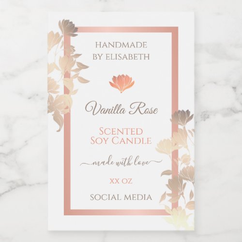 Floral White Rose Gold Product Packaging Labels 
