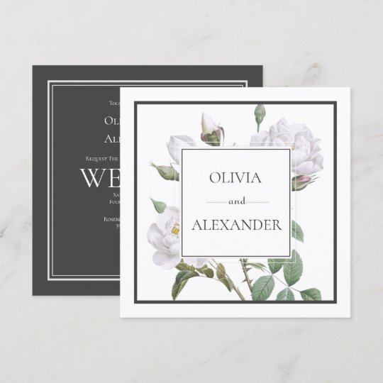 Floral White Roses Elegant Wedding Invitation | Zazzle.com