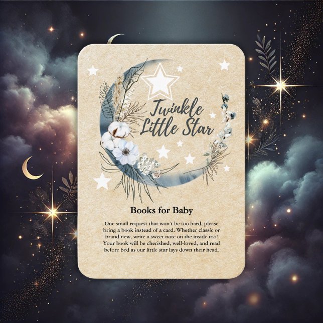 Floral White Twinkle Little Star Baby Shower Enclosure Card (Creator Uploaded)