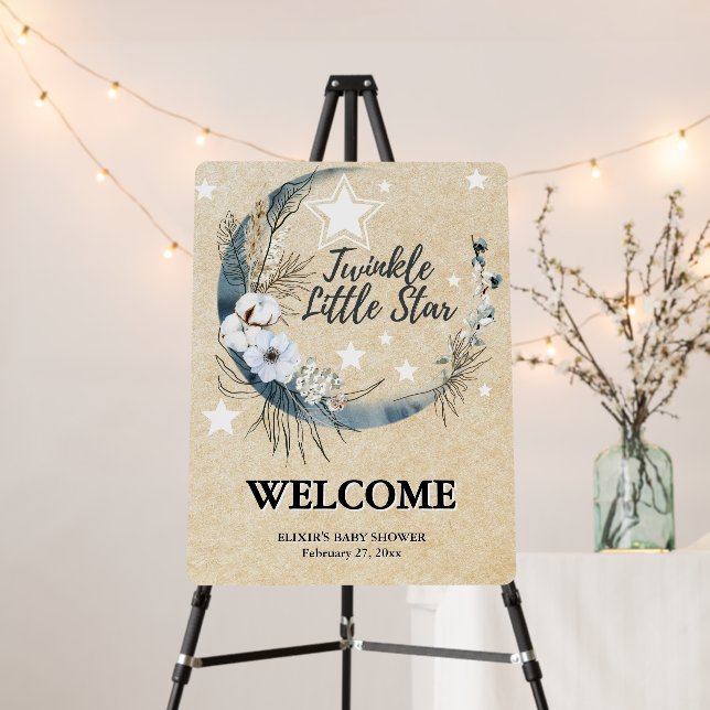 Floral White Twinkle Little Star Baby Shower Foam Board (In Situ (Stand))