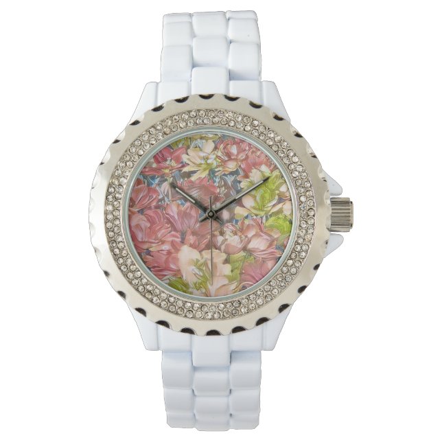 Floral White Watch w/ Beauty Effect (Front)