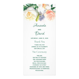 Floral white wedding program green