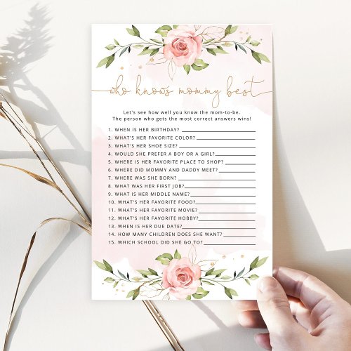 Floral Who knows mommy best baby shower game