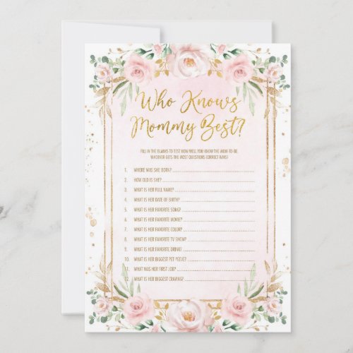 Floral Who Knows Mommy Best Baby Shower Game Card