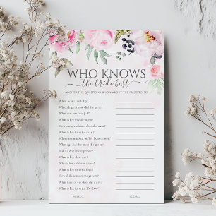 Floral Who Knows The Bride Best Bridal Shower Game