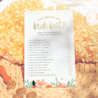 Floral Who Knows The Bride Best Bridal Shower Game