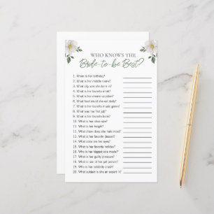 Floral "Who Knows The Bride" Bridal Shower Game