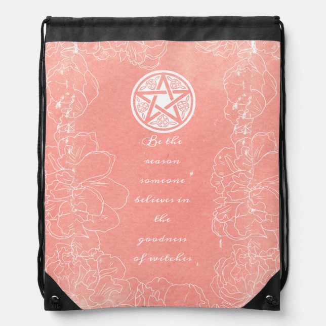 Floral Wiccan Drawstring Bag (Front)