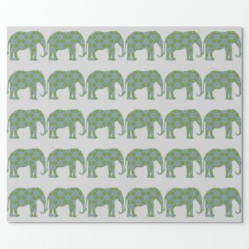Floral Wild Elephant Wrapping Paper by FatCatGraphics at Zazzle