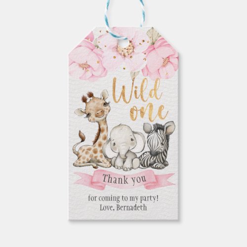 Floral Wild One Safari 1st Birthday Gift Tags