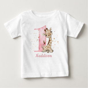 Floral  WILD ONE Safari First Birthday Baby T-Shir T-Shirt