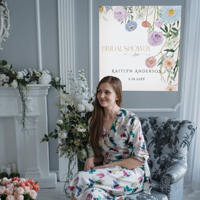 Floral Wildflower Blush Pink Spring Bridal Shower Poster (Creator Uploaded)