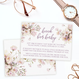 Floral wildflower book for baby girl shower Enclosure Card