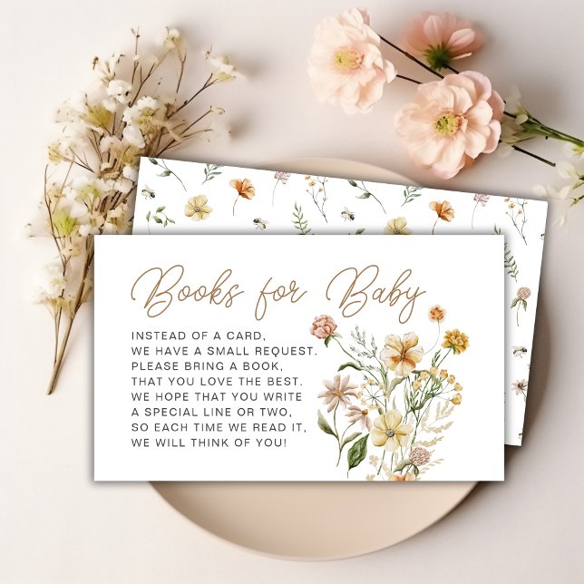 Floral Wildflower Books for Baby Shower Enclosure Card (Floral Wildflower Books for Baby Shower Enclosure Card)