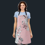 Floral Wildflower Botanical Monogram Pink White Apron<br><div class="desc">Floral Wildflower Botanical Monogram Pink White Apron . Customise your initial for the perfect monogrammed gift.</div>
