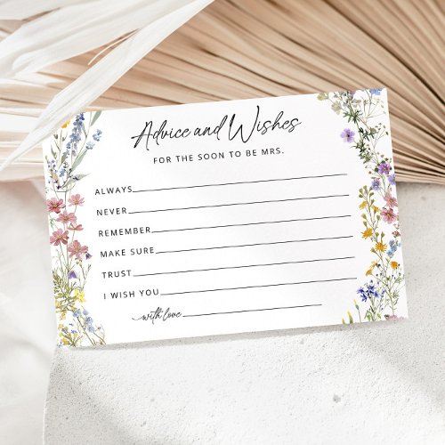 Floral Wildflower Bridal Shower Advice Card
