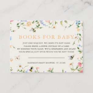 Floral Wildflower Bumble Bee Book Request Enclosure Card