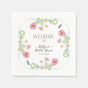 Floral Wildflower Daisy Boho Elegant Bridal Shower Napkins