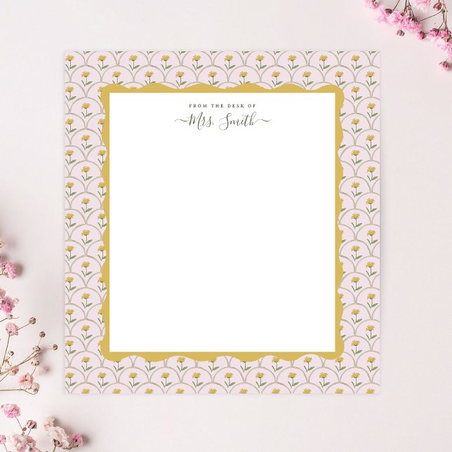 Floral Wildflower Elegant Note Cards (Wildflower geometrical and wavy frame personalized note cards)