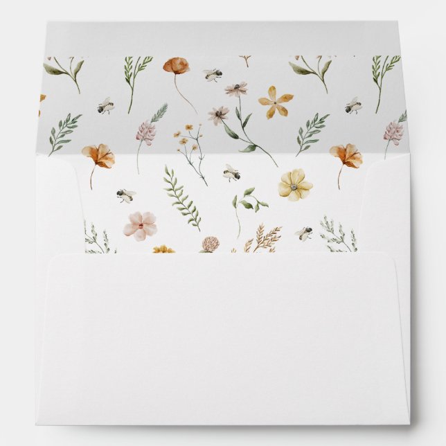 Floral Wildflower Gender Neutral Baby Shower  Envelope (Back (Bottom))