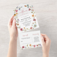 Floral Wildflower Girl Baby Shower All In One Invitation