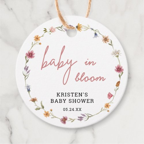 Floral Wildflower Girl Baby Shower Baby In Bloom  Favor Tags