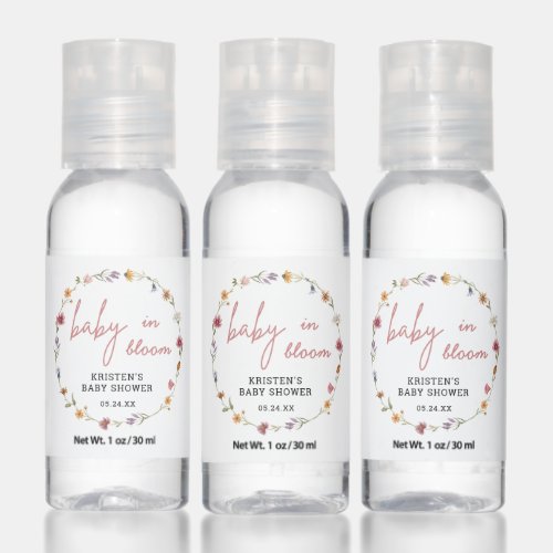 Floral Wildflower Girl Baby Shower Baby In Bloom Hand Sanitizer