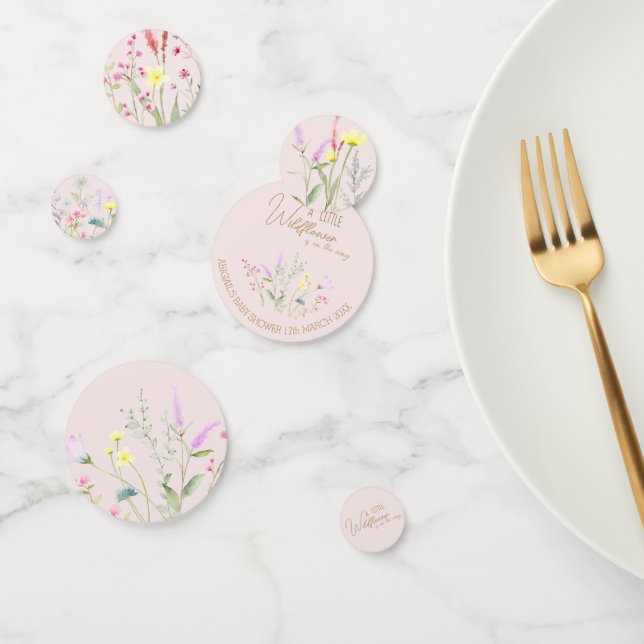 Floral Wildflower Girl Baby Shower Invitation Confetti (Group)