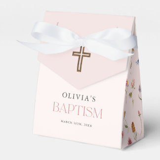 Floral Wildflower Girl Baptism Party Favor Boxes