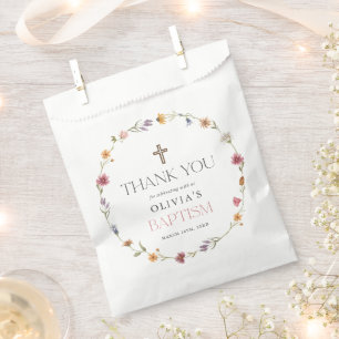 Floral Wildflower Girl Baptism Thank You Favor Bag