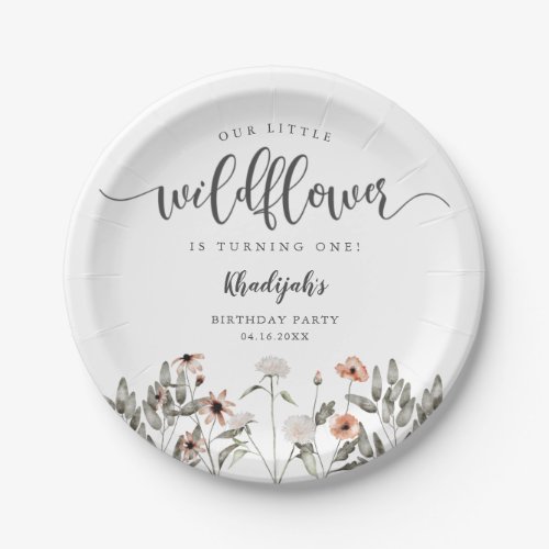 Floral Wildflower Girl Birthday Party  Paper Plates