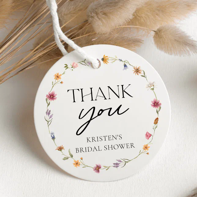 Floral Wildflower Girl Bridal Shower Thank You Favor Tags | Zazzle