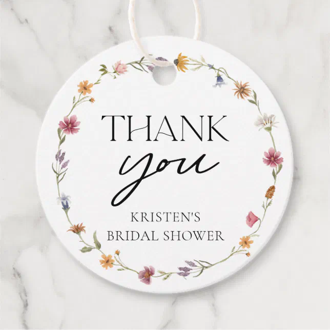 Floral Wildflower Girl Bridal Shower Thank You Favor Tags | Zazzle