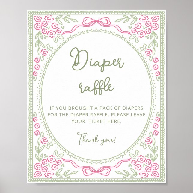 Floral Wildflower Girl Diaper Raffle Poster (Front)