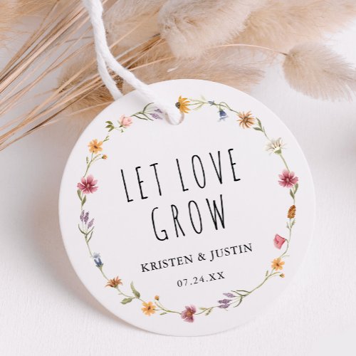 Floral Wildflower Let Love Grow Wedding Seeds  Favor Tags