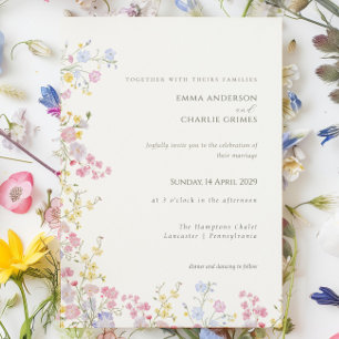 Floral Wildflower Meadow Spring Summer Wedding Invitation