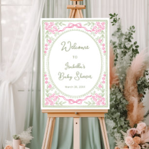 Floral Wildflower Pink Green Baby Shower Welcome  Foam Board