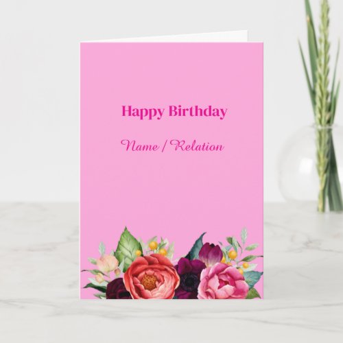  Floral Wildflower Pink Watercolor Birthday