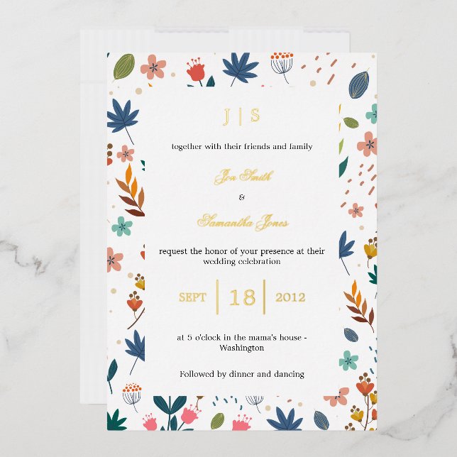 Floral wildflower rustic foil invitation (Envelope)