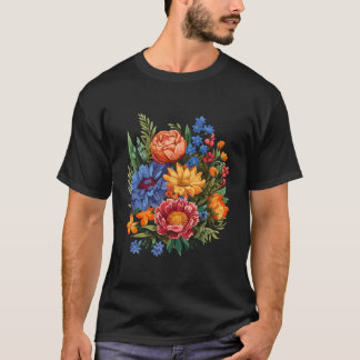 Floral Wildflower Summer Colorful Blooming Blue Fl T-Shirt
