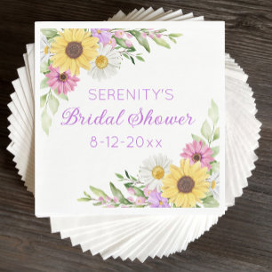 Floral Wildflower Sunflower Daisy Bridal Shower Napkins