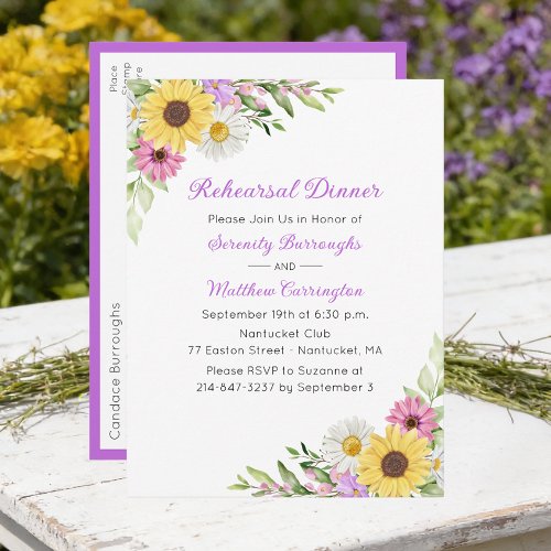 Floral Wildflower Sunflower Daisy Rehearsal Dinner