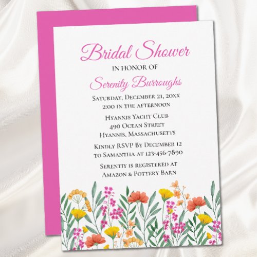 Floral Wildflower Watercolor Bridal Shower Invitation