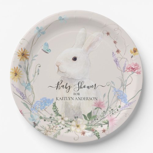 Floral Wildflower Watercolor Rabbit Butterfly Bee Paper Plates