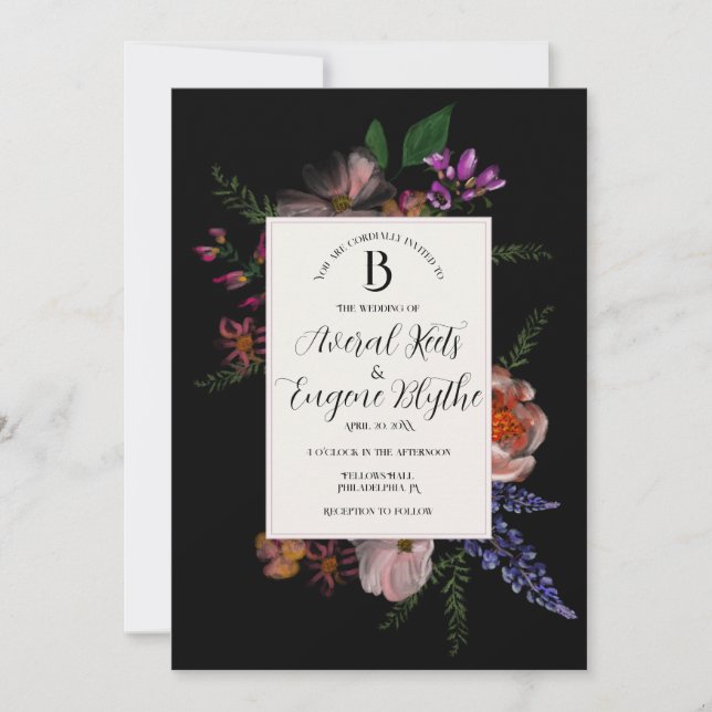 Floral Wildflower Watercolor Wedding Invitation (Front)