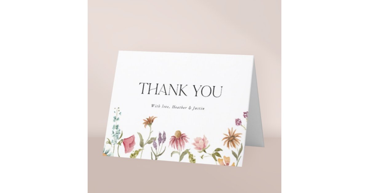 Floral Wildflower Wedding Thank You Folded Card