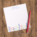 Floral Wildflowers Border From The Desk Of Name Notepad<br><div class="desc">Lilac lined notepad personalized with your name. A colorful floral illustration adds an elegant touch.</div>